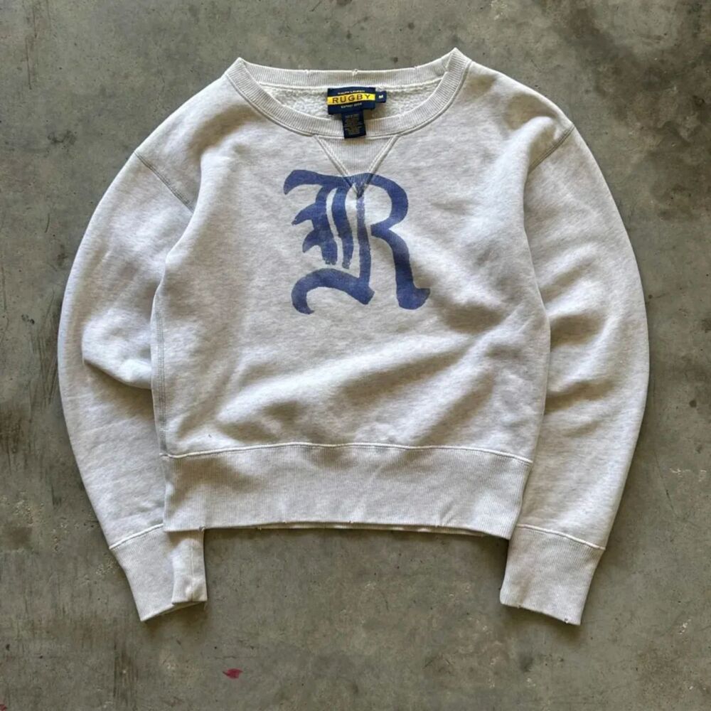 Vintage Ralph Lauren Rugby R Script Logo Sweatshirt Size Medium